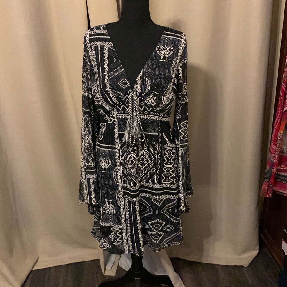 Black print dress.
